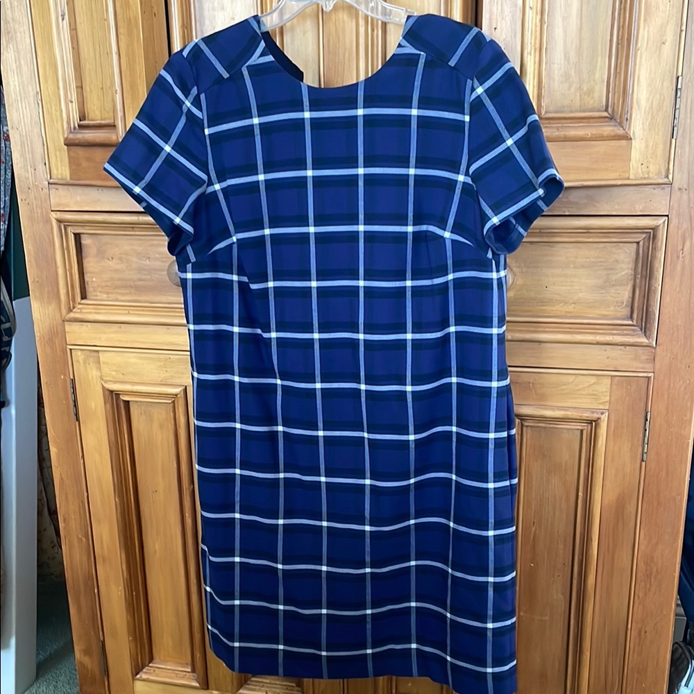 Banana Republic Blue Sheath Dress with Crew Neck and Short Sleeves